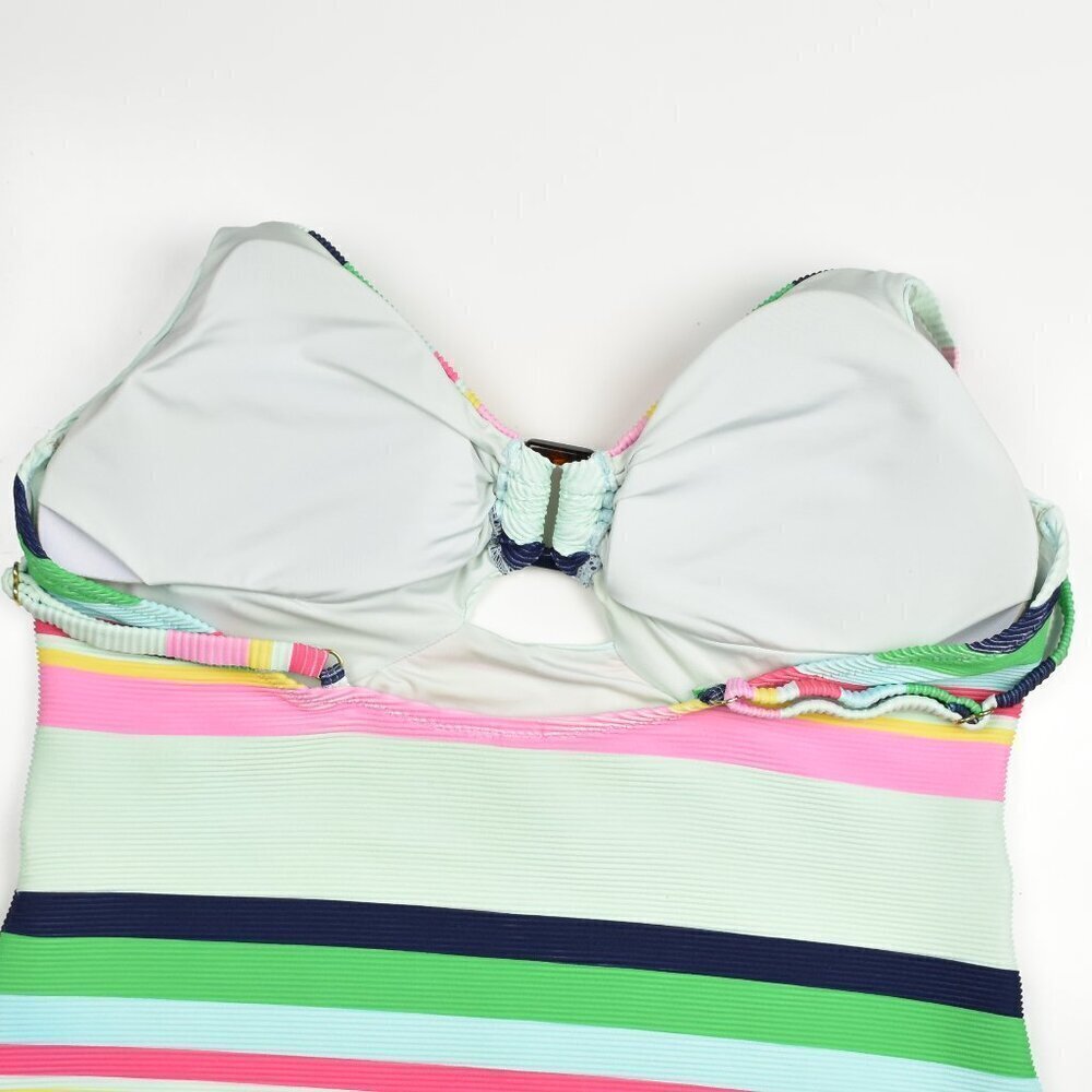 Trina Turk Ribbed Rainbow Deco Stripe One Piece Swimsuit - 14 - Picture 7 of 8